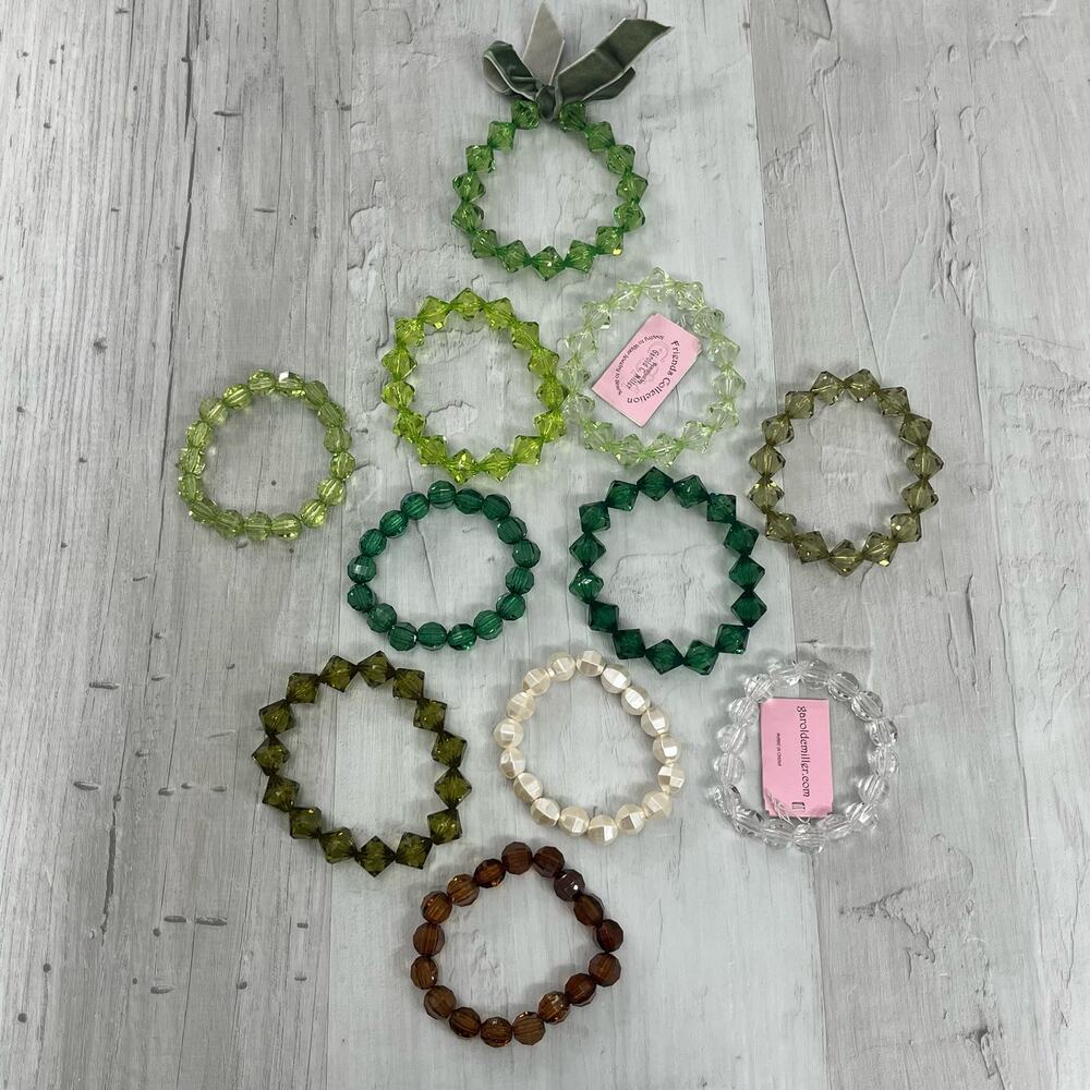 Garold C Miller Friends Collection Plastic Chunky Bead Green Bracelet Bundle 11